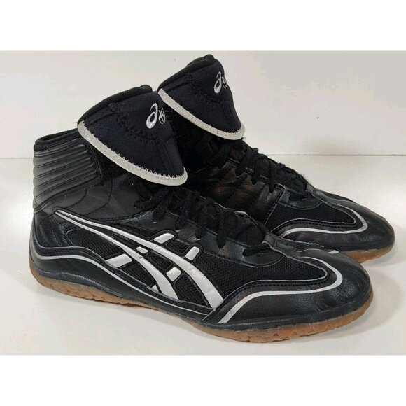 Asics Unrestrained Wrestling Shoes Men's 10 MMA Boxing JY302 Black Silver - Picture 1 of 10